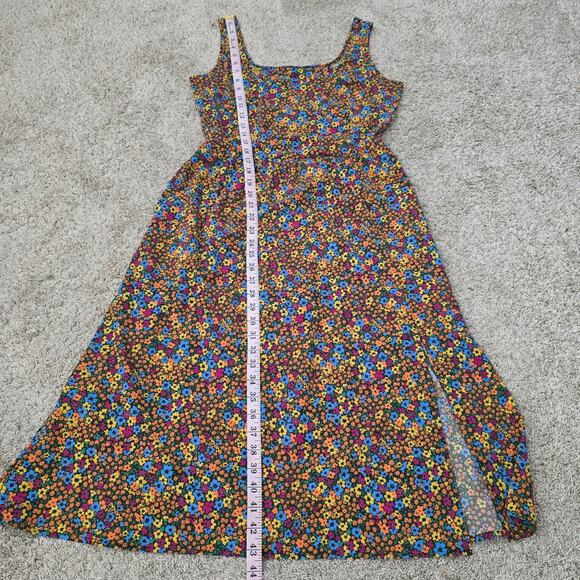 Toad&Co Sunkissed  Floral Midi Dress Sz M Square Neck Boho Sustainable Casual - Picture 8 of 9